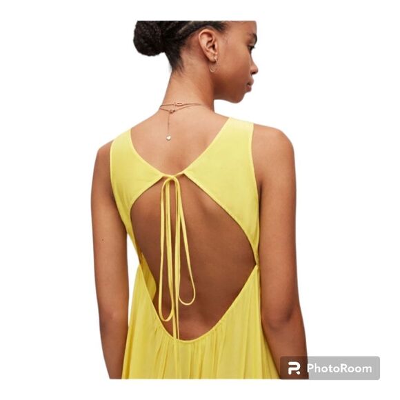 Allsaints Cerellia Yellow halter Neck SatinMidi Dress size 12 - Picture 4 of 14